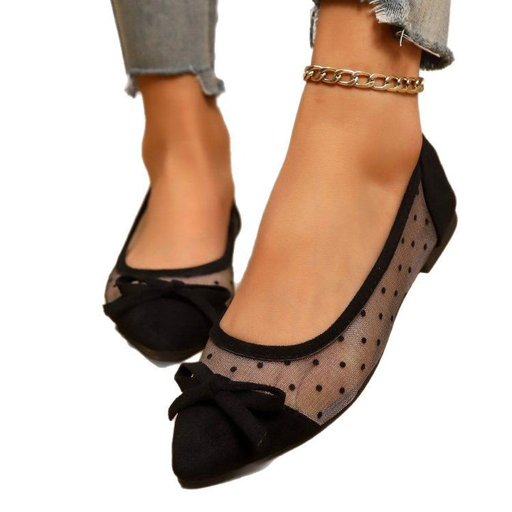 Ladies' pointed ballerina slippers with transparent mesh and padded insole Mune Fashion