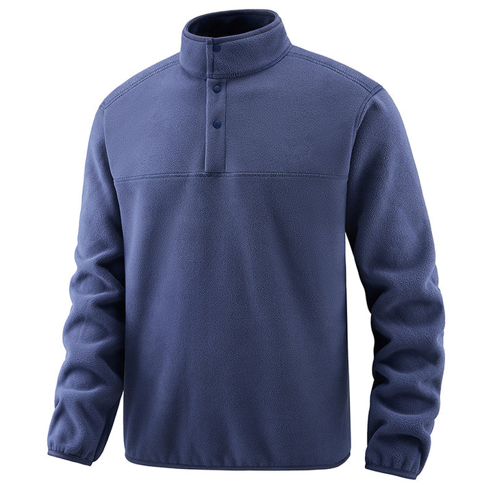 Men's fleece pullover with stand-up collar and button placket for warming mid-layer Mune Fashion