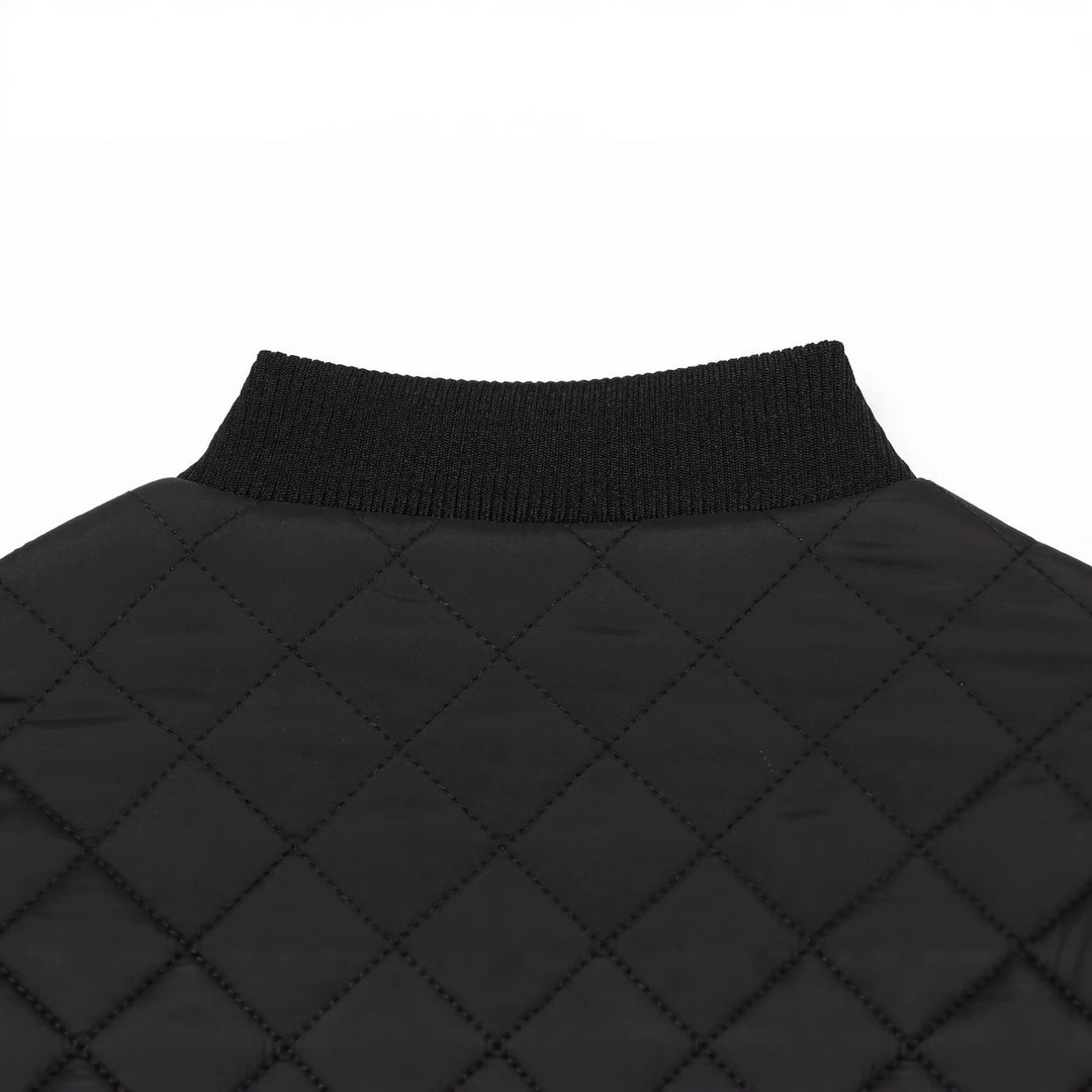 Women's Lightweight Quilted Bomber Jacket in Cropped Boxy Cut with Diamond Quilting Mune Fashion