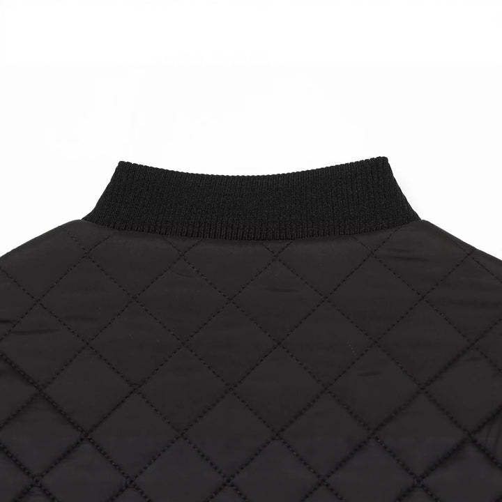 Women's Lightweight Quilted Bomber Jacket in Cropped Boxy Cut with Diamond Quilting Mune Fashion