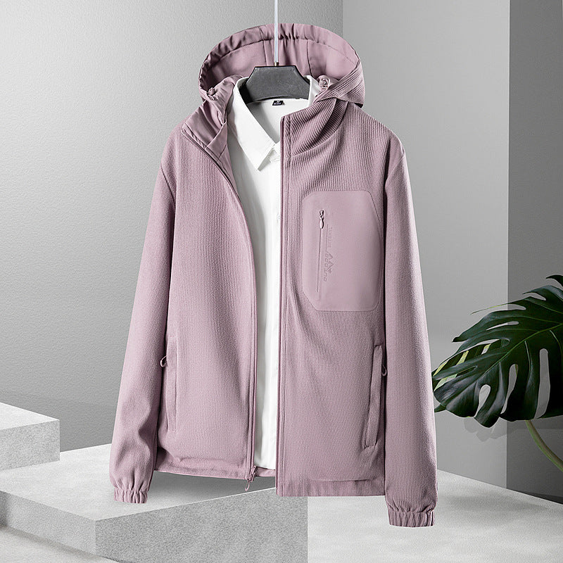 Women's lightweight waterproof softshell jacket with hood and chest zipper pocket Mune Fashion