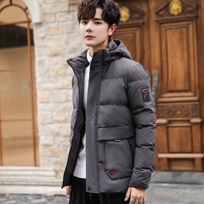Men's padded parka with hood, high stand-up collar and utility pockets Mune Fashion