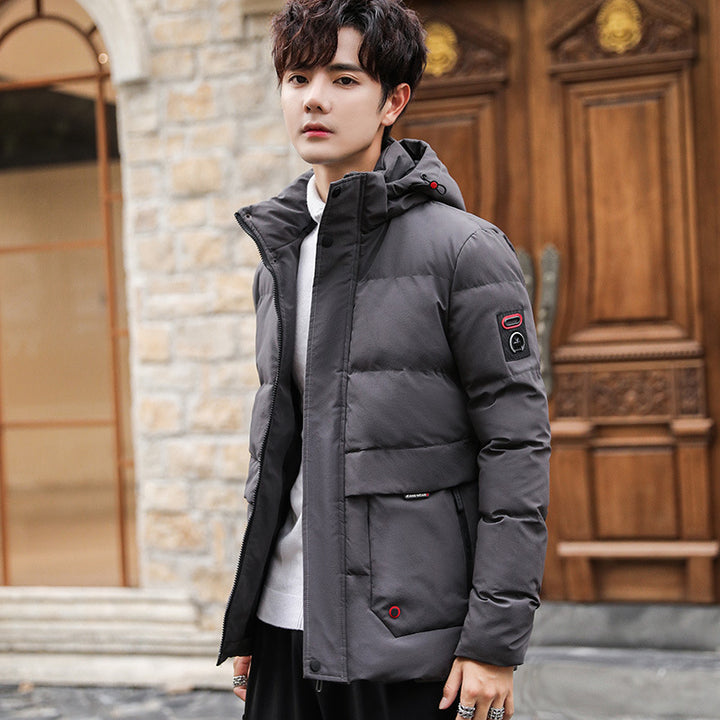 Men's padded parka with hood, high stand-up collar and utility pockets Mune Fashion