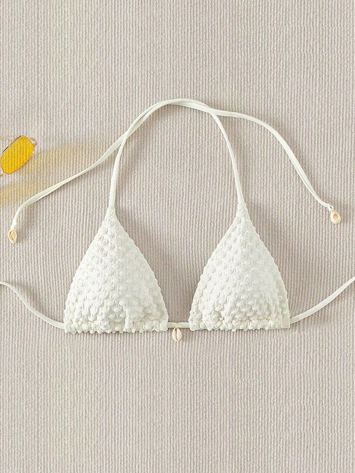 Women Triangle Bikini Top with Structured Texture Mune Fashion