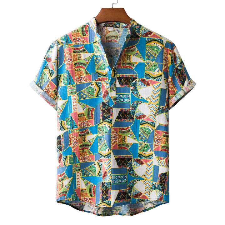 Men's short-sleeve shirt with striking patchwork pattern Mune Fashion