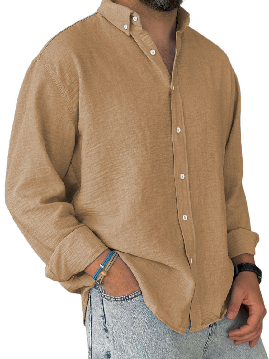 Men's nan lightweight cotton-linen shirt with button-down collar and relaxed fit Mune Fashion