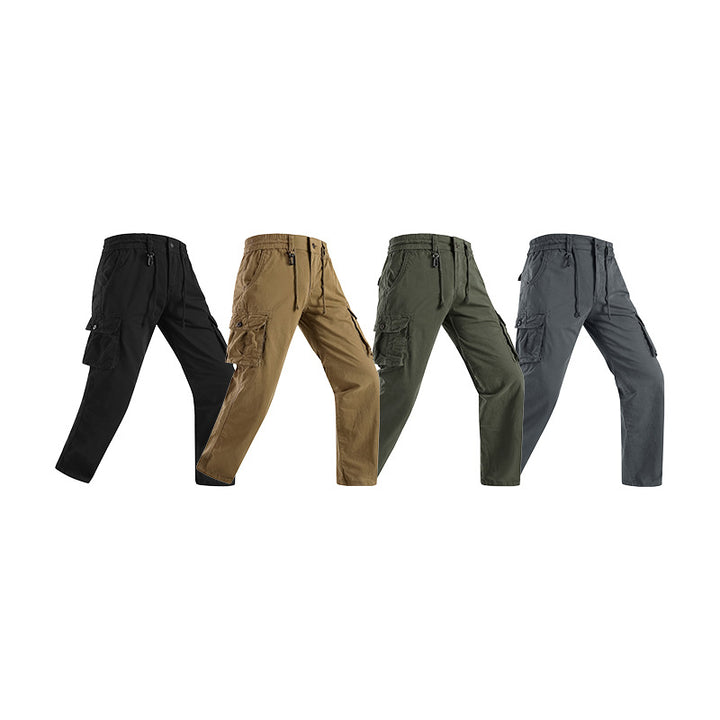 Men's military-inspired cargo pants with elastic tunnel drawstring waistband, flap and zipper pockets Mune Fashion