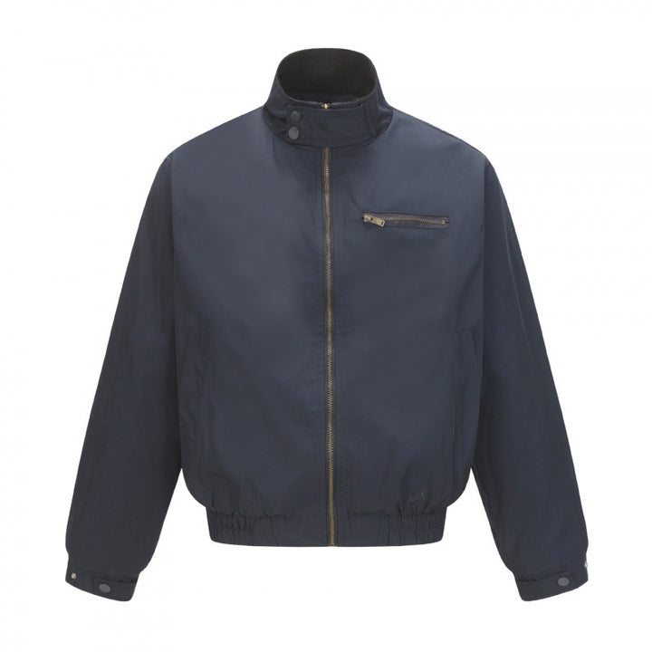 Men's short-cut wind and water-repellent bomber jacket with stand-up collar, zipper, and elastic waistband Mune Fashion