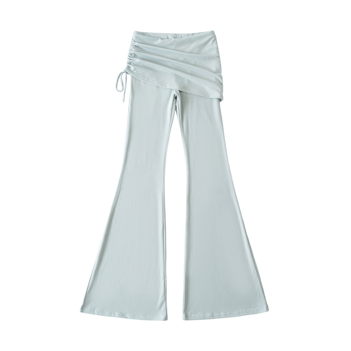 Women’s flared trousers with integrated mini skirt overlay and drawstring Mune Fashion