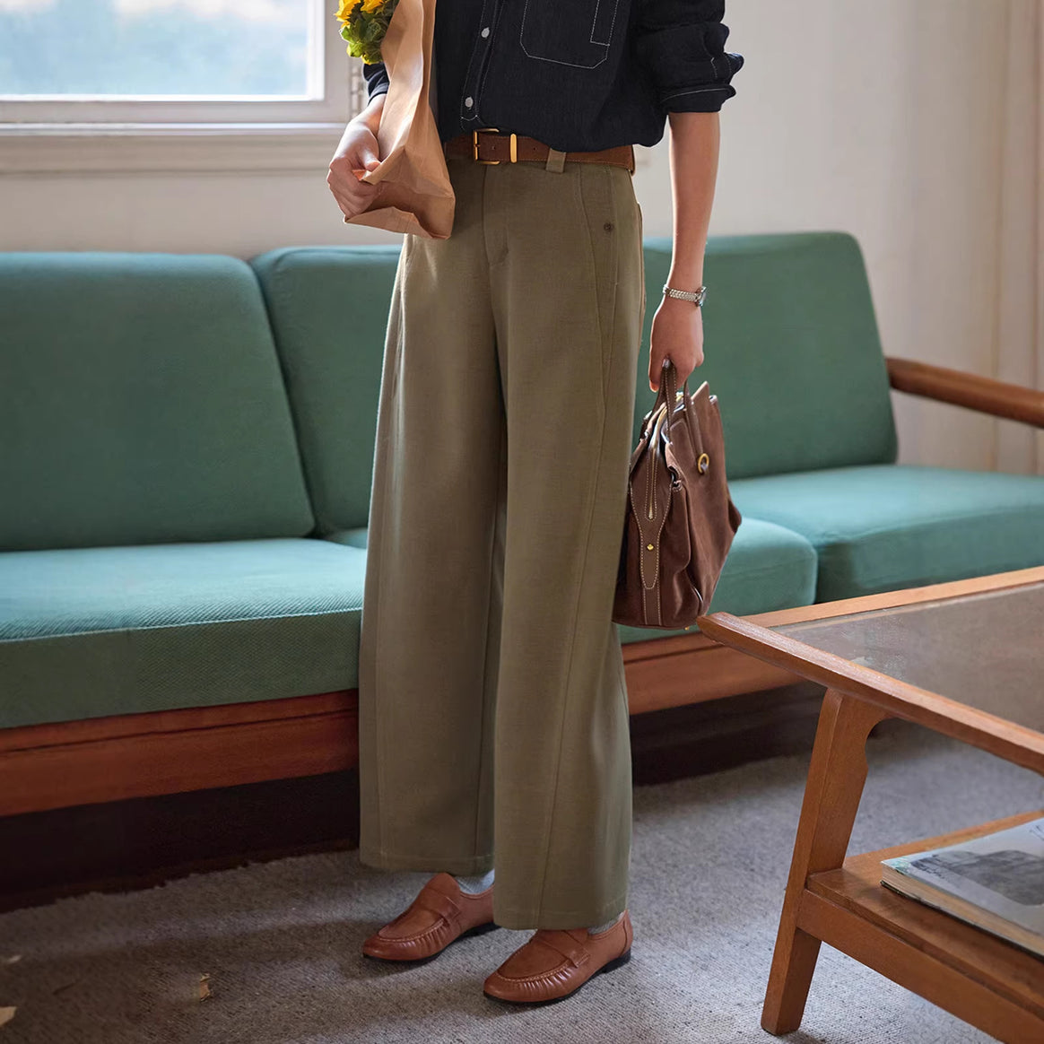 Women Elegant and Comfortable High-Waisted Fabric Trousers Drune
