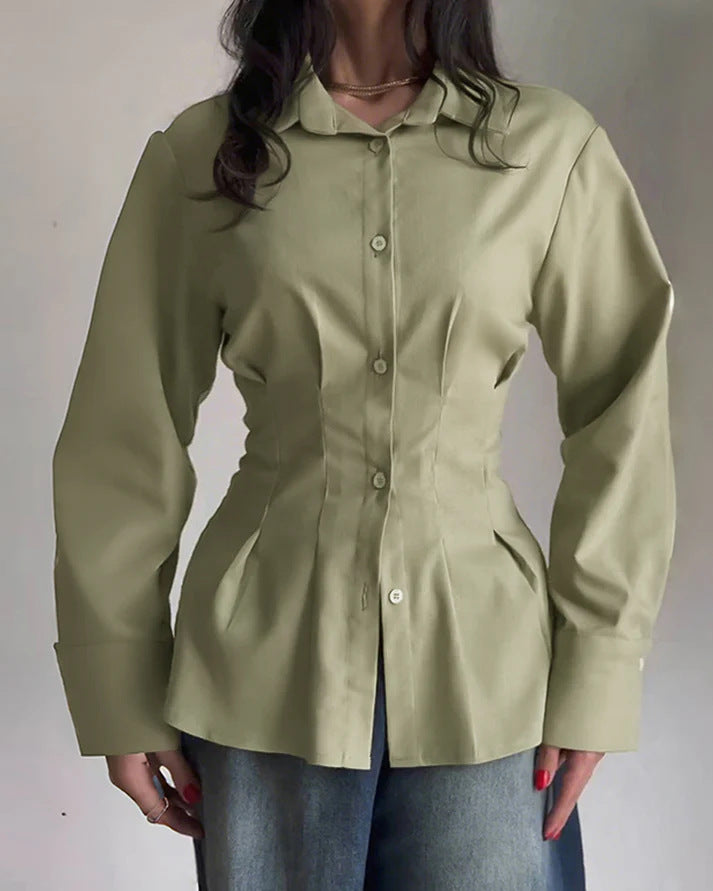 Women's Tailored Shirt with Austrian Seams, Defined Waist and Extra Wide Cuffs Drune