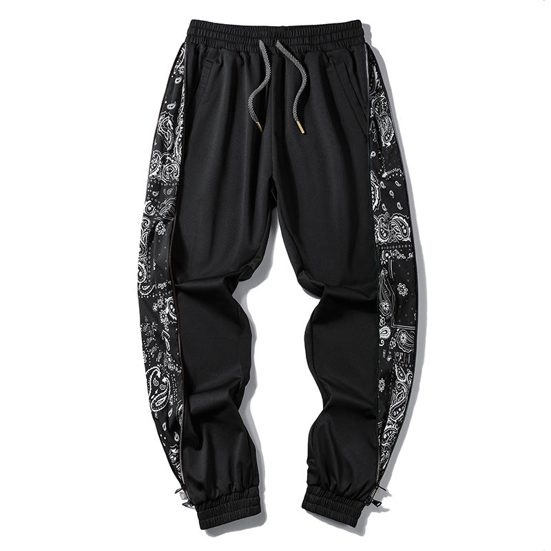Men's loose-fitting jogging pants with bandana side inserts and elastic hem Mune Fashion