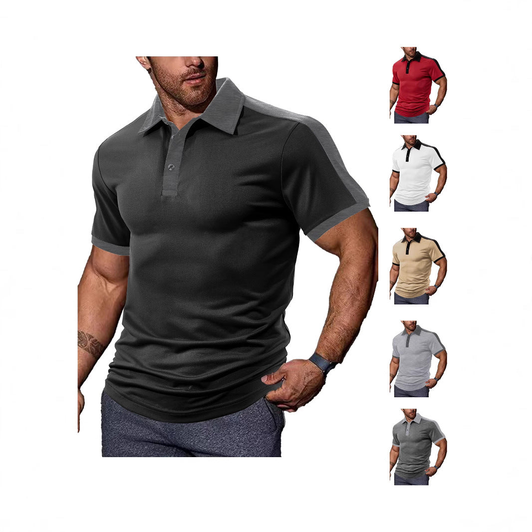 Men's fitted contrast polo shirt with shoulder yoke and shirt collar Mune Fashion