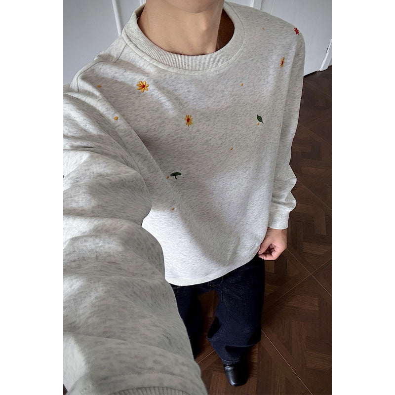 Women's Sports Sweatshirt with Floral Embroidery Mune Fashion