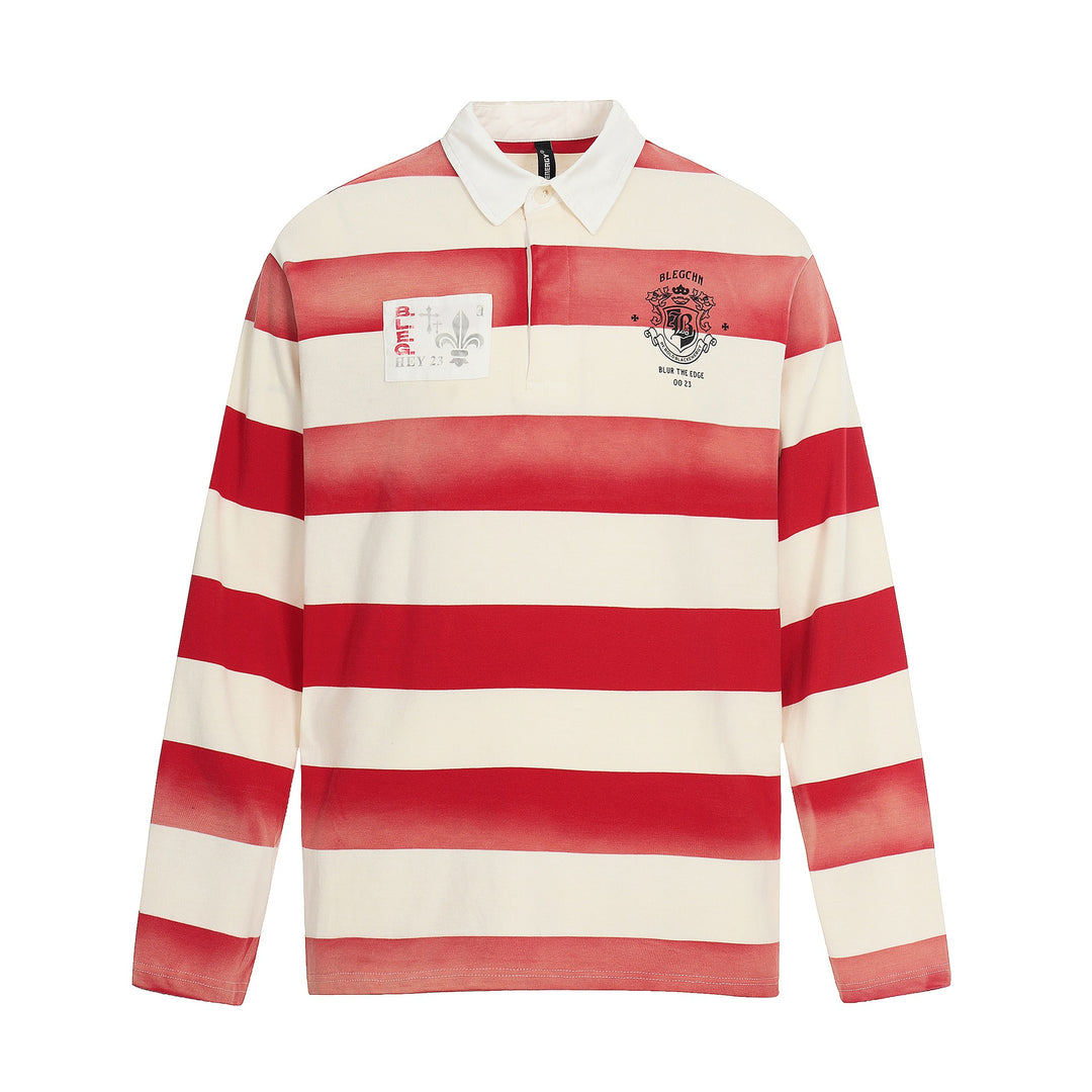 Men's Oversize Rugby Shirt with Polo Collar and Wide Stripe Pattern Mune Fashion