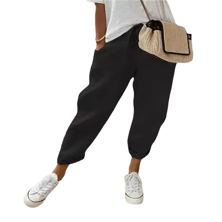 Women nan lighter linen joggers with drawstring, side pockets and rolled hem Mune Fashion