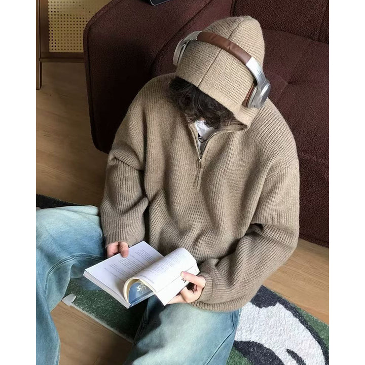 Men's Cozy Chunky Knit Sweater with Zipper Mune Fashion
