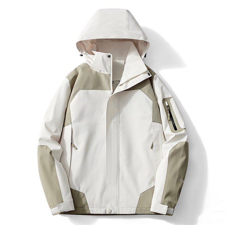 Men's technical softshell hooded jacket with contrast panels and zippered sleeve pocket Mune Fashion