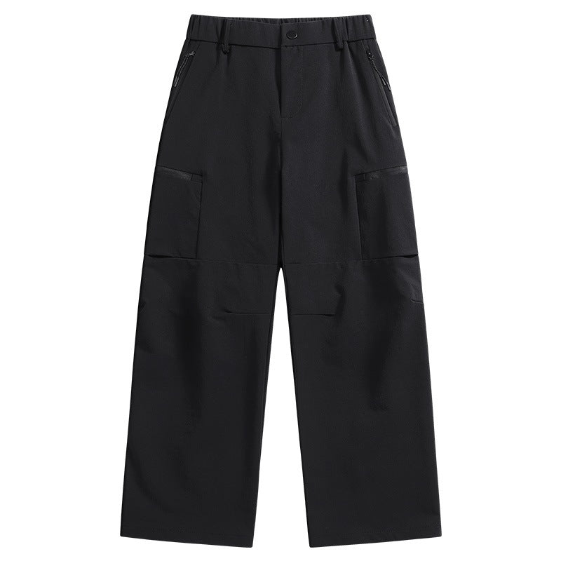 Men's Technical Utility Cargo Pants with Wide Leg, Elastic Waistband & Zipper Pockets Mune Fashion