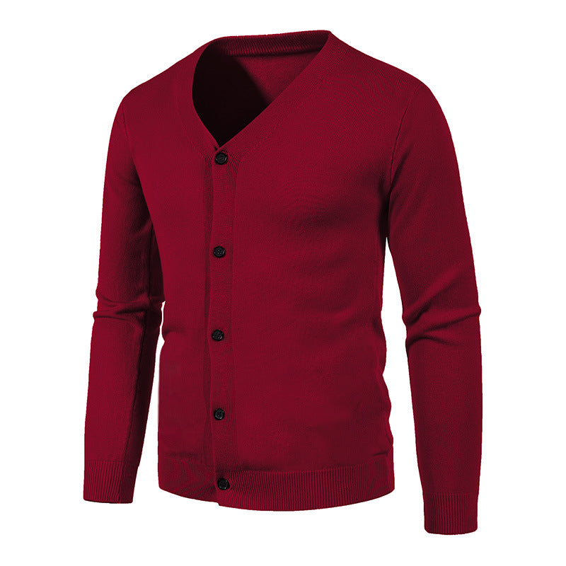 Men's fine knit cardigan with V-neck, slim fit and button placket Mune Fashion