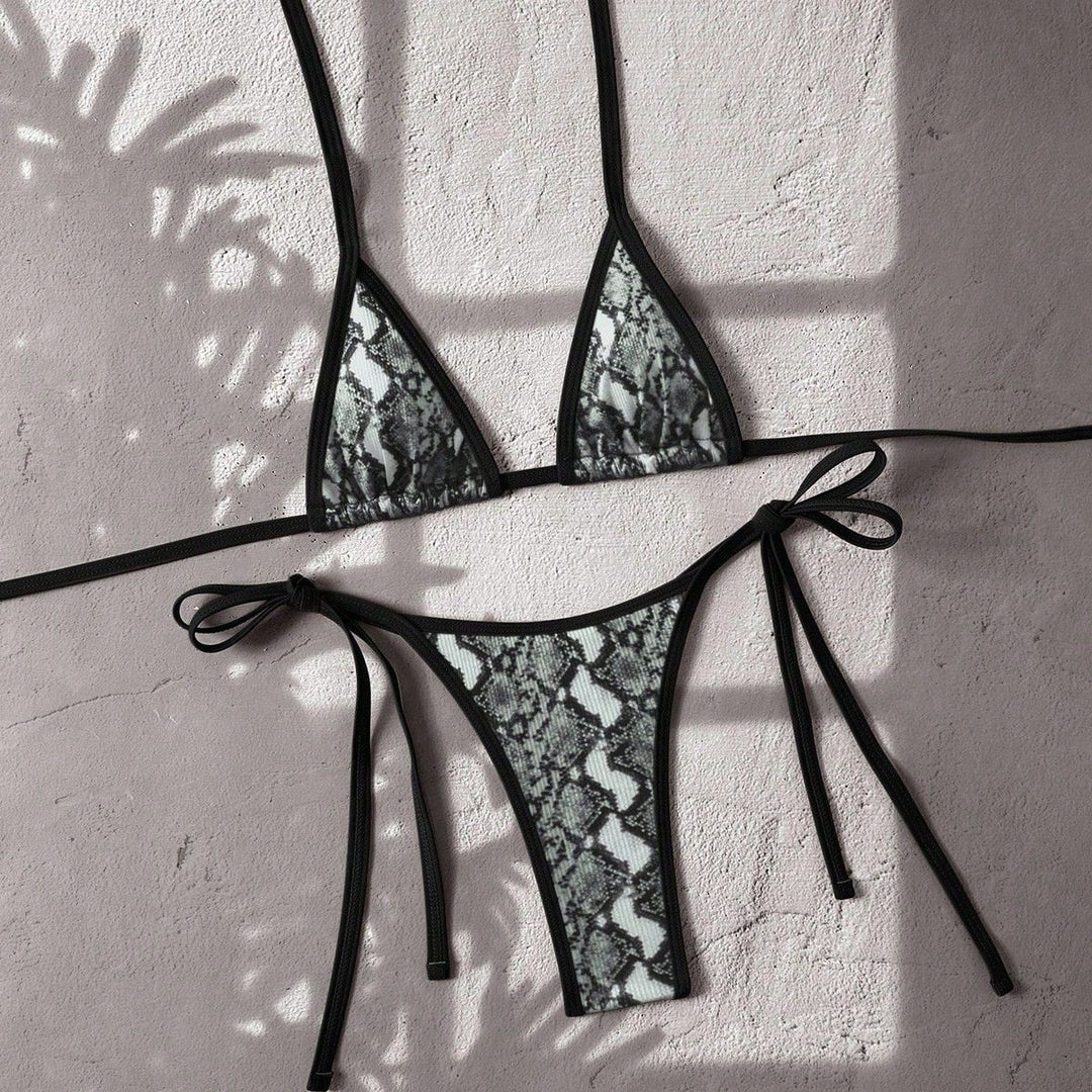 Women's Triangle Bikini with trendy snake print Mune Fashion