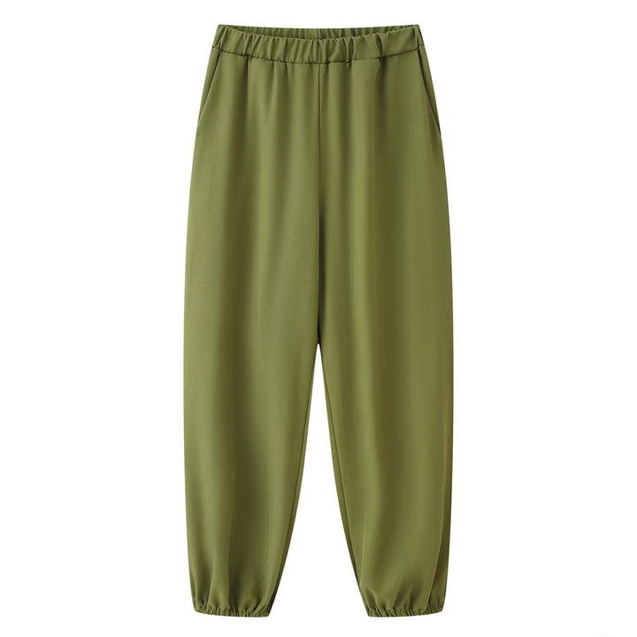 Women's Loose Fit Harem Jogger Pants with Elastic Waistband and Cuffs Mune Fashion