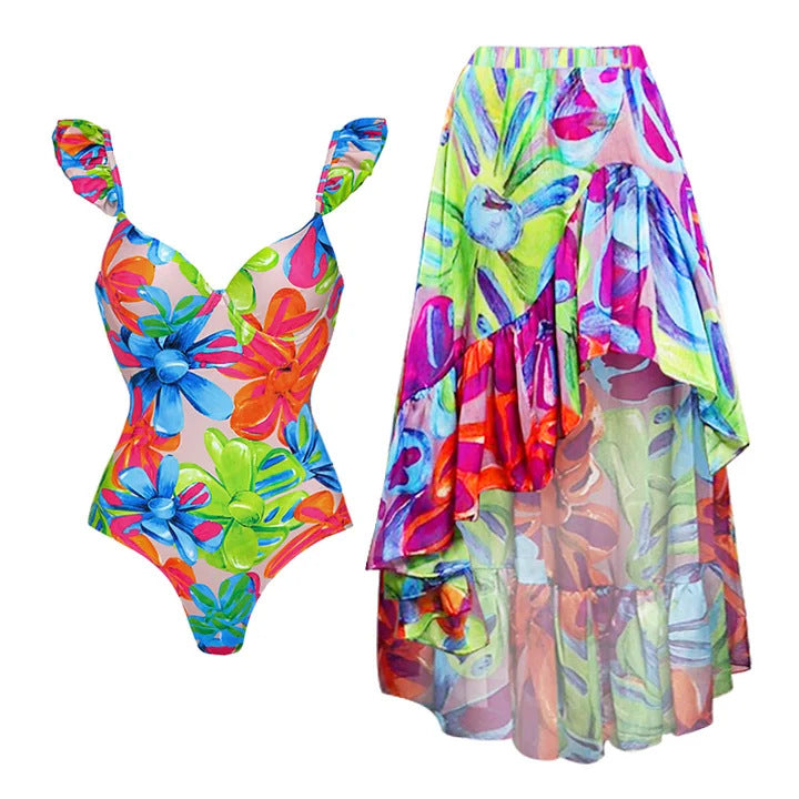 Women's One-Piece Swimsuit with Floral Cut-Out Design Mune Fashion