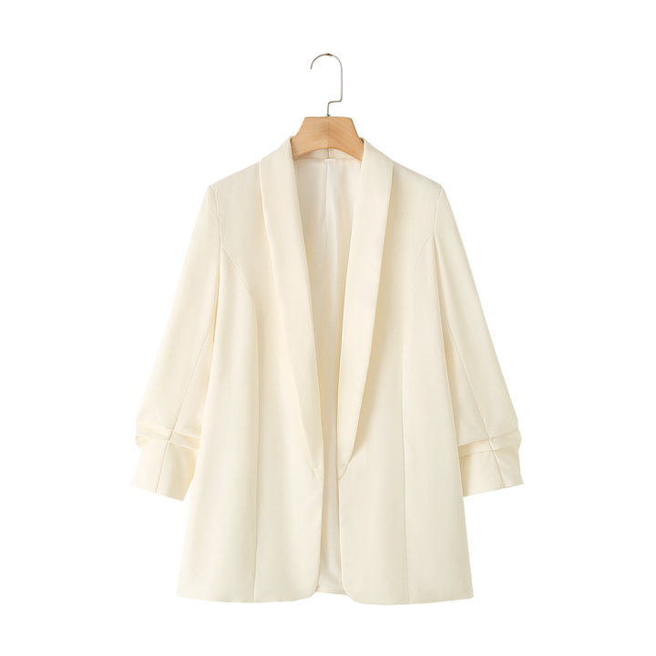Women's casual oversized blazer with shawl collar, open cut and 3/4 sleeves Mune Fashion