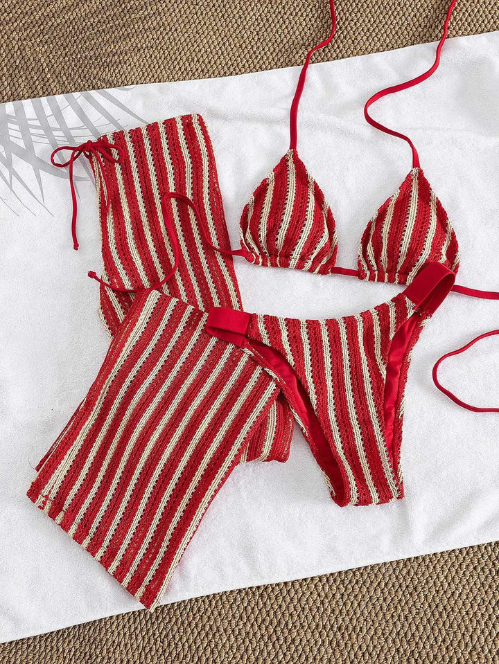 Ladies triangle bikini set with stylish wrap towel Mune Fashion