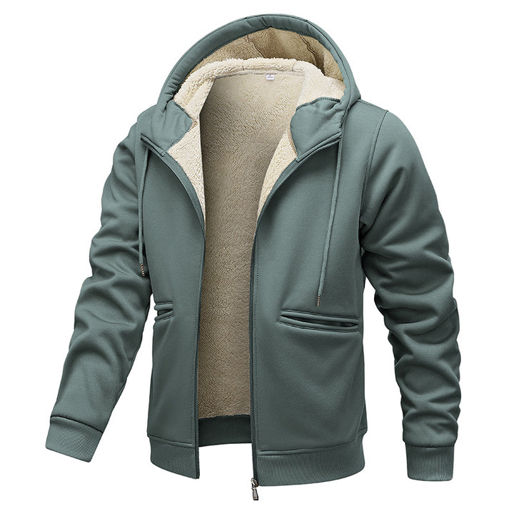 Men's padded hooded jacket in bomber style with high-pile teddy inner lining and hand-warmer piped pockets Mune Fashion