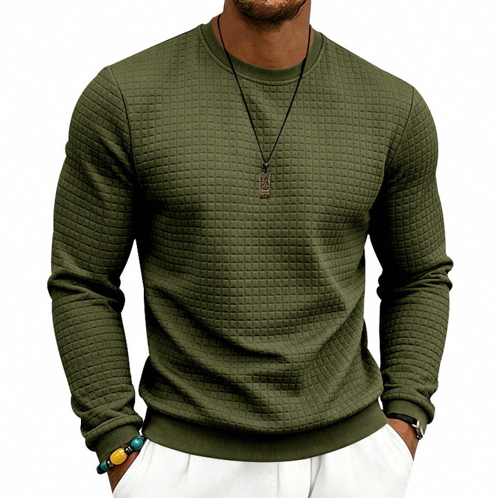 Men's Structured Round Neck Sweatshirt with Waffle Texture and Ribbed Cuffs Mune Fashion