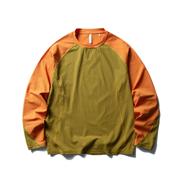 Women's Oversized Long Sleeve Shirt with Raglan Sleeves and Distinctive Contrast Stitching Mune Fashion