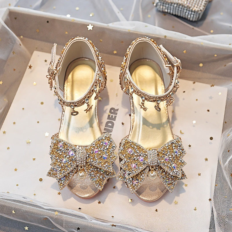 Girls Elegant and Sparkling Sandals with Large Bows Mune Fashion