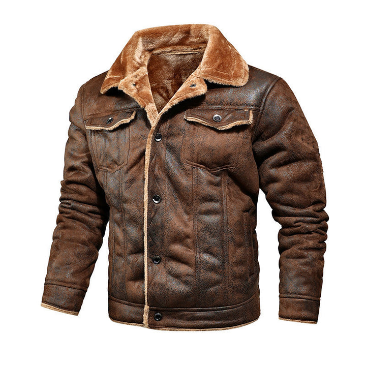 Men's trucker jacket made of suede synthetic leather with teddy lining Mune Fashion