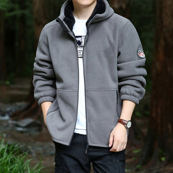 Men's outdoor fleece jacket with hood, full zip and zip pockets Mune Fashion