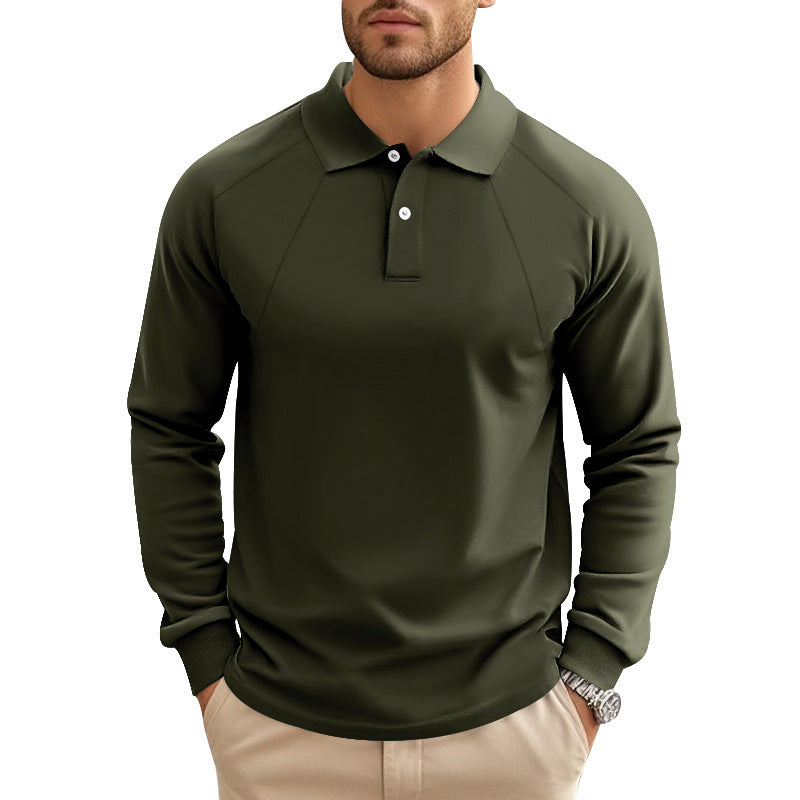Men's long-sleeved polo shirt with raglan sleeves, short button placket and ribbed cuffs Mune Fashion