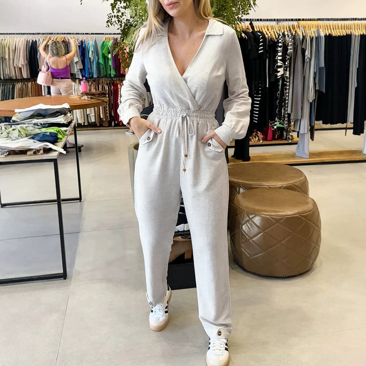 Ladies Stylish Jumpsuit with Wrap Design and Waist Belt Mune Fashion