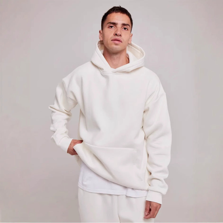 Men's heavy fleece boxy hoodie with deep shoulder drop reinforced hood and kangaroo pocket Mune Fashion