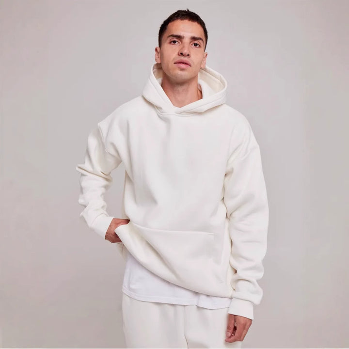 Men's heavy fleece boxy hoodie with deep shoulder drop reinforced hood and kangaroo pocket Mune Fashion