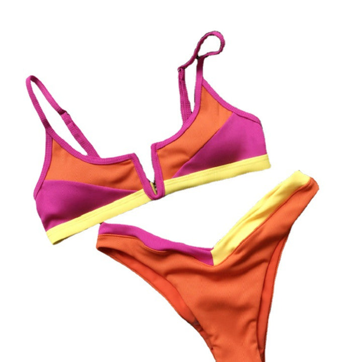 Women's Bikini Set with Fashionable V-Neck and Sporty Accents Mune Fashion