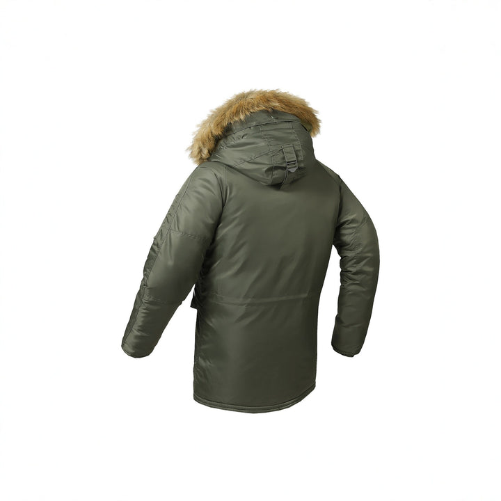 Men's longer thermal parka with hood and detachable faux fur trim Mune Fashion