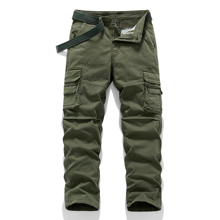 Men's Robust Canvas Cargo Work Pants with Multifunctional Pockets, Knee Reinforcement, and Integrated Web Belt Mune Fashion