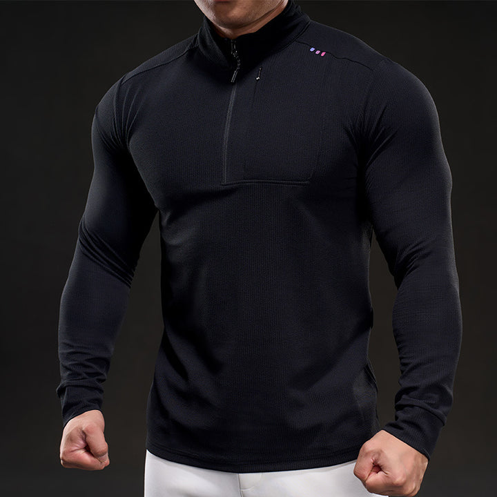 Men's Slim-Fit Thermal Long Sleeve with Stand-Up Collar and Chest Zip Mune Fashion
