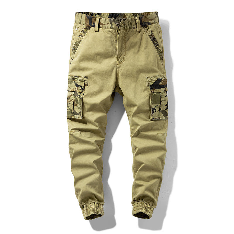 Men's cargo jogger pants with multifunctional pockets, elastic hem & camouflage accent Mune Fashion
