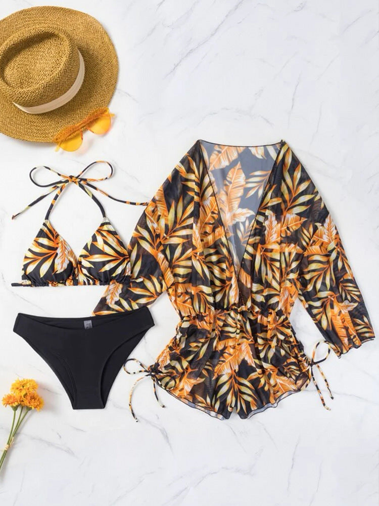 Women Reversible Beachwear with Floral Kimono and Bikini Mune Fashion