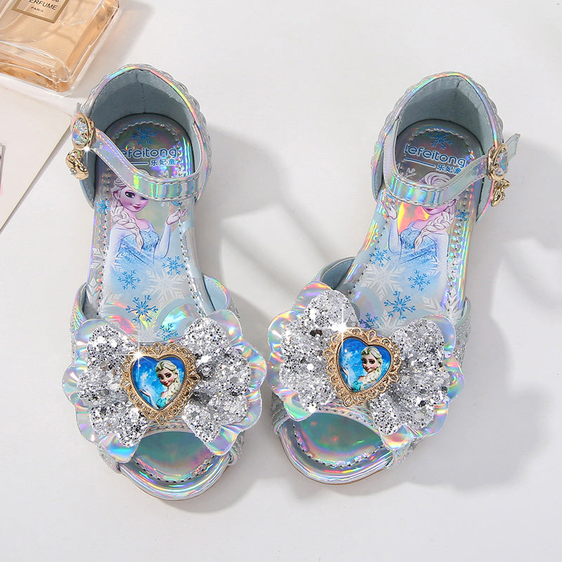 Girls Glittering Sandals with Unique Floral Design Mune Fashion