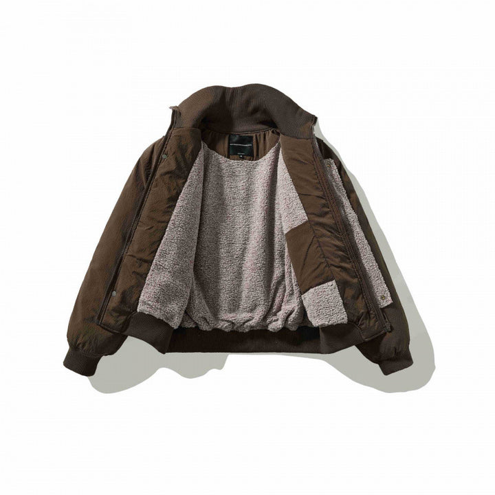 Unisex Short Cut Volume Bomber Jacket with High Ribbed Collar, Concealed Press Stud Placket and Rounded Flap Pockets Mune Fashion