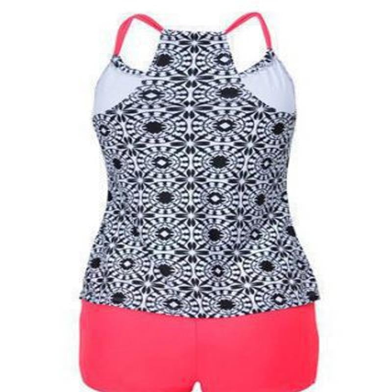 Women's sport tankini with fashionable pattern mix and comfortable swim shorts Mune Fashion