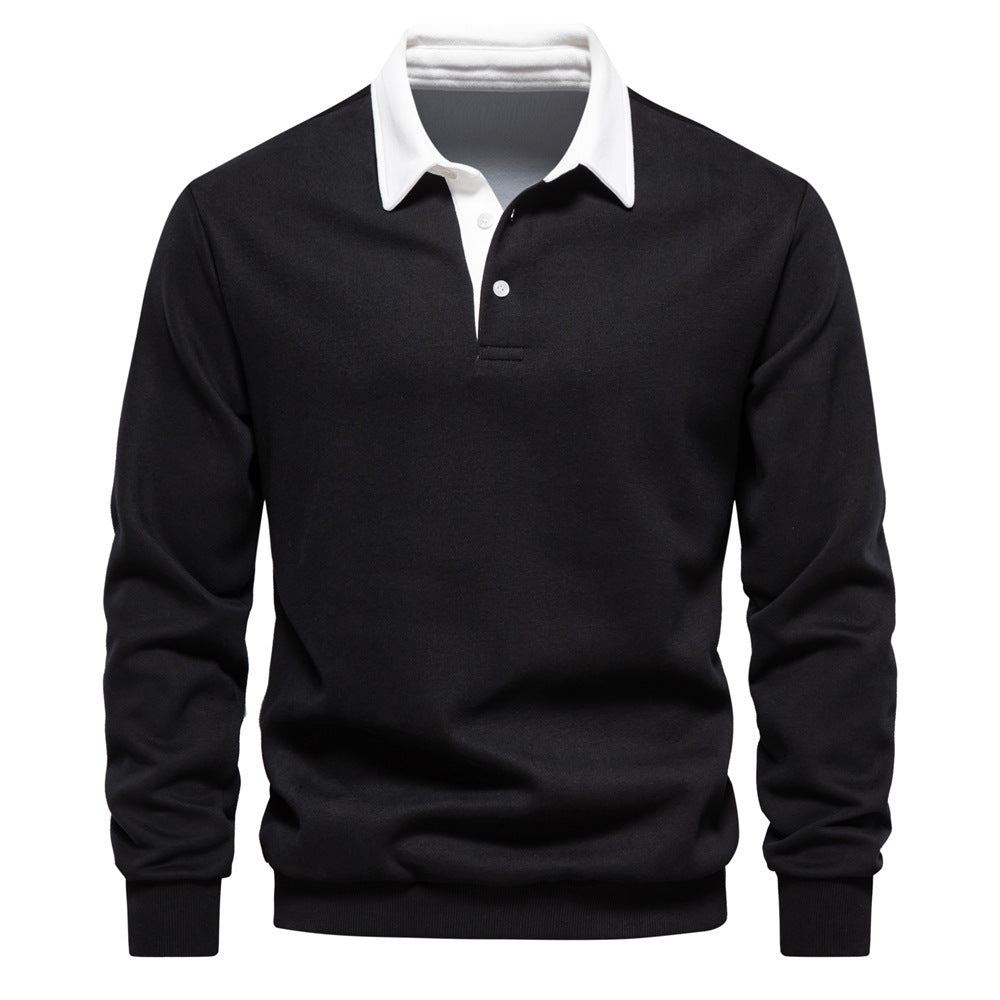 Men's elegant long sleeve polo shirt with contrast collar Mune Fashion