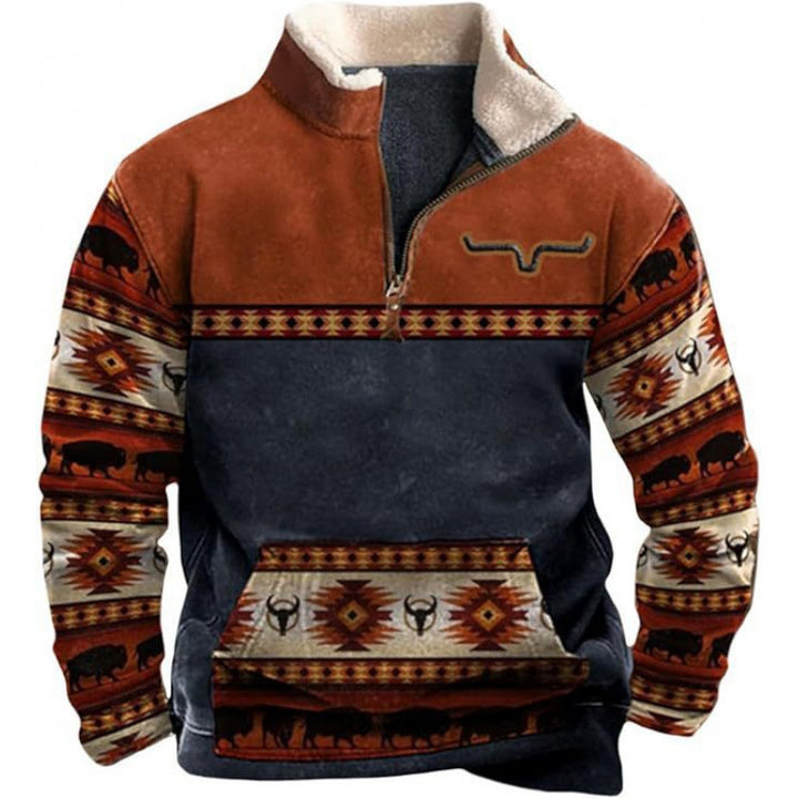 Men's Warming Fleece Pullover with Stand-Up Collar Mune Fashion